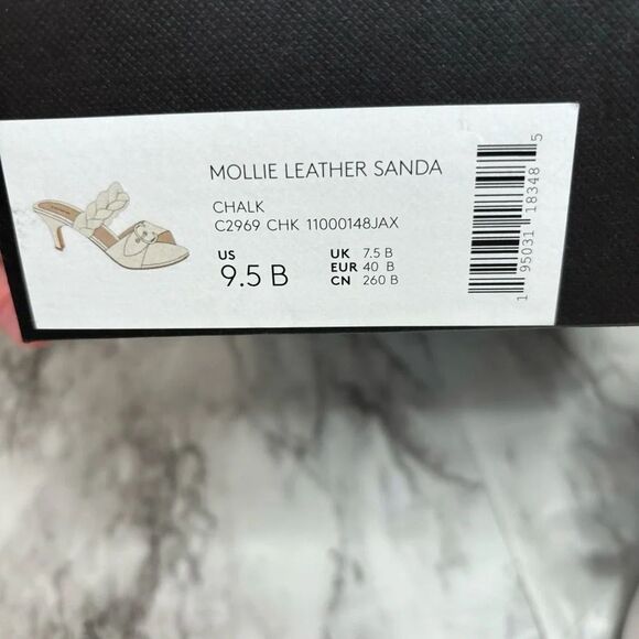 Coach Mollie leather Sandals braided Kitten Heel size 9.5 color chalk Classic - Picture 2 of 10